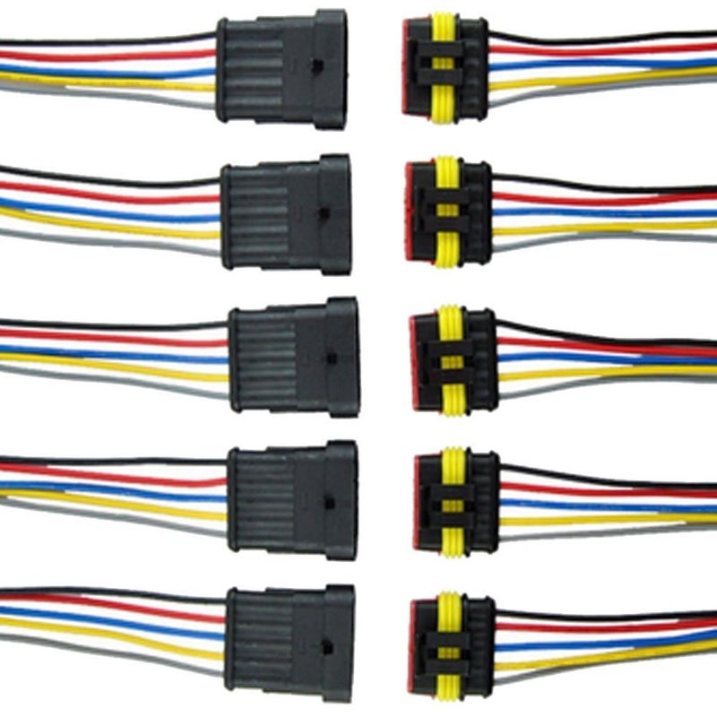 ESUPPORT 5 Pin Way Car Auto Waterproof Electrical Connector Plug Socket Kit with Wire AWG Gauge Marine Pack of 5 - Image 1